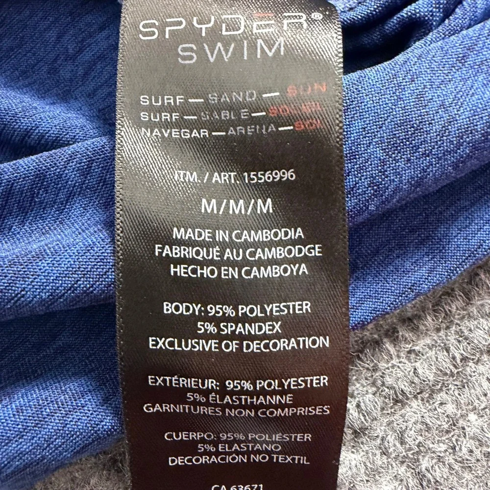 Spyder‎ Swim Rash Guard Mens Blue Heather Long Sleeve UPF 50+ Sun Shirt XL